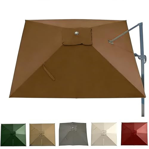 Telo Ricambio Ombrellone 8 Stecche Quadrato, Copertura Superiore per Ricambio Telo Ombrellone Braccio Laterale, Anti-UV(Brown,3x3m(10x10ft))