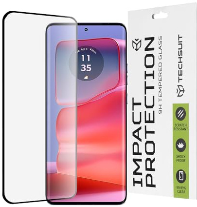 Techsuit Displayschutzfolie für Motorola Edge 50 Pro Gehärtetes Glas mit 9H Härte, Vollständige Abdeckung, 3D Gebogene Kante, Stoßschutz, Anti Fingerabdruck, Blasenfrei, 111D Full Glue