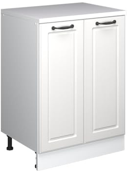 Vicco Erweiterungsschrank Rion, Weiß Landhaus/Weiß, 60 x 46 cm | ohne Schräge mit 2 Türen, kombinierbar mit Rion Dachschrägenschränken und Schrankmodulen