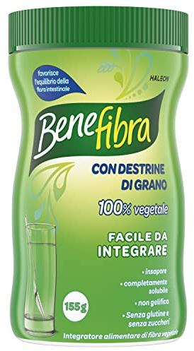 Benefibra, Integratore alimentare di Fibra, per l’equilibrio della flora intestinale, senza sapore, 155gr