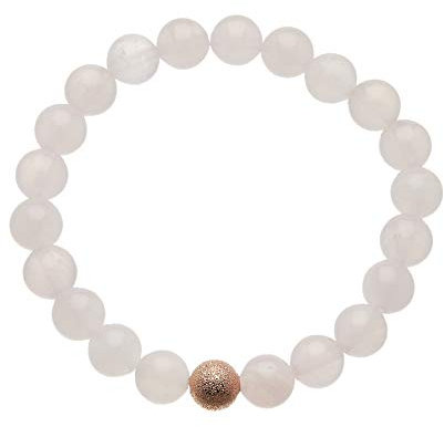 Bello London Bracelet - perles de jade rose avec une perle en plaqué or rose - Rae P16