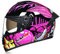 Herren und Damen Integralhelm Motorrad DOT Approved Motorrad Moped Street Bike Racing Sturzhelm, Herren und Damen mit grafischer Anti-Fog Doppel-Sonnenblende,Pink clown b,S 55~56cm