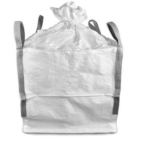BIG BAG 70 x 70 x 70 cm 1000KG Bruchlast mit Schürze zum zubinden Einweg Sack Entsorgungssack Schüttgutbehälter Transportsack Gartenabfall Bauschutt Sand, Weiß mit Schwarzen Schlaufen