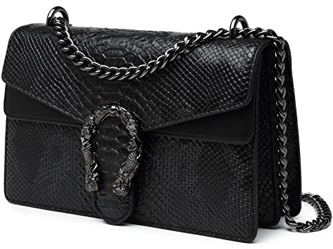 Travistar Borsa Tracolla Donna Piccola - Borsa Donna Tracolla Piccola in Pelle Borse Nera Borsa a Spalla Modello Serpente Borsetta Firmate Pochette Donna Catena Borsa da Sera Borsa a Mano Donna