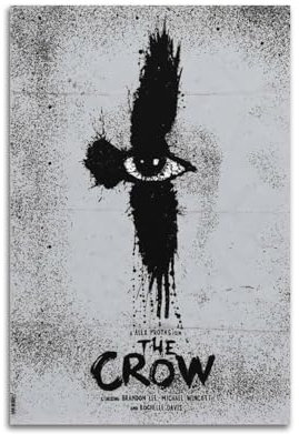 Filmposter The Crow, Raumdekoration, ästhetisches Poster, künstlerisches Poster für Schlafzimmer, Wohnzimmer, Wände, 30 x 45 cm, ungerahmter Stil