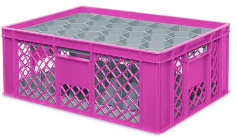 BRB Gläserkiste 600x400 mm für 15, 24, 33 oder 40 Gläser, farbig (Pink, für 33 Gläser Ø 75 mm, Glashöhe max 205 mm)