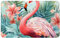 Non-Slip Bath Mat Rug For Bathroom Floor Watercolor Flamingo Green Tropical Palm Leaf Pink Floral,19.5 x 31.5Inches, Super Water Absorption, Cozy Design, Machine Washable