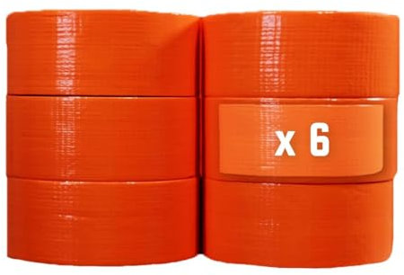 MiragesDesOndes Ruban adhésif toilé orange, 48 mm x 25 m, lot de 6 pièces