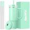40 oz Tumbler with Handle and Straw, 2 Lids (2 in 1 & Leakproof Lid) - Vacuum Insulated Stainless Steel Double Wall Water Bottle Travel Mug - Holiday Gifts for Women Men - Mint Green