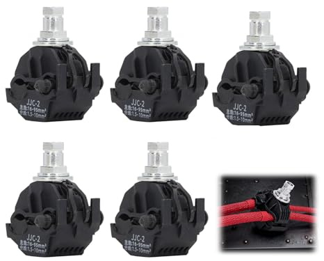 Culnflun Insulation Piercing Connector, 5 Set No Peeling Clamp High Low Voltage Cable Splitter, for Various Power Projects (JJC-2)