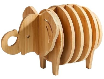 Sottovaso in legno multiplo in legno, sottovaso per fiori, sottobicchiere, piatto decorativo per cucina, sottobicchiere creativo, tappetino per tazza da caffè (elefante)