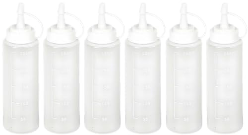 HONRIGO 6 PCS Squeeze Bottles, 8oz / 250ML Plastic Sauce Bottles, Versatile Condiment Dispensers for Ketchup, Sauce,BBQ, Dressings, Syrup