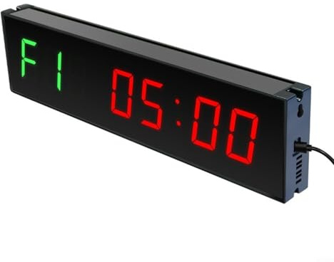 Alanmoship Minuteur d'intervalle de fitness LED à 6 chiffres de 3,8 cm, avec télécommande sans fil, cadre en alliage d'aluminium, luminosité réglable et chronomètre (vert)