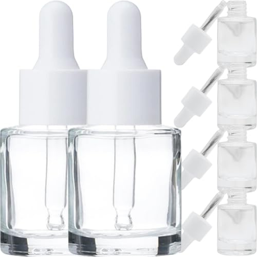 Mikinona Glass Essential Oil Dropper Bottles 6pcs Convenient to Use 20ml Refillable Small Bottles with Control Dosage Feature for Tinctures and Beard Oils for DIY Essential