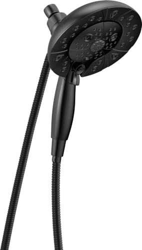 Delta Faucet 5-Spray In2ition Dual Shower Head with Handheld Spray, H2Okinetic Matte Black Shower Head with Hose, Showerheads, Handheld Shower Heads, Magnetic Docking, Matte Black 58480-BL-PK