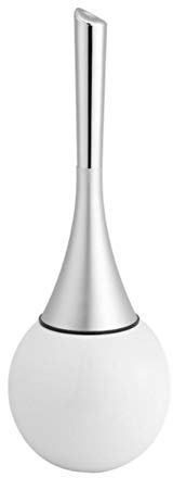 Ronghai Modern Toilet Brush & Holder, Stainless Steel Bowl Base ABS Handle Detachable Toilet Cleaning Set (White Plating)