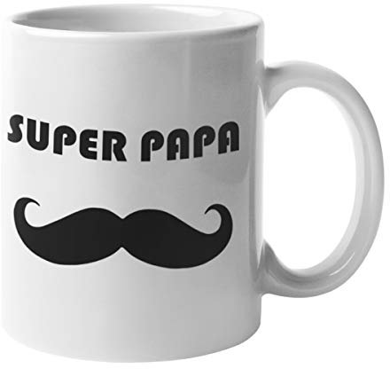 Shirtinator Tasse Papa Geschenk I Super Papa I Geburtstag Vatertagsgeschenk Geschenkidee Vater-tag Schnurrbart