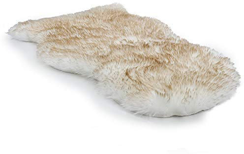 Spirella Lammfell Schaffell Teppich 60 x 90 cm Lammfellimitat Teppich Longhair Fell Optik Gemütliches Schaffell Bettvorleger Sofa Matte (Weiß)