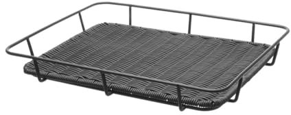 HENDI Brotkörb, mit Edelstahlrand, Brötchenkorb, Körbe, 400x300x(H)50mm, Polypropylen/Edelstahl, Schwarz