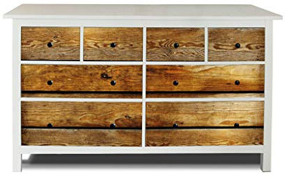 banjado® Möbelfolie selbstklebend für die IKEA Hemnes Kommode Schubladen - Schrankfolien selbstklebend mit Motiv Holzbretter/Möbelfolie Hemnes für Kinder