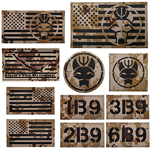 Seal Team DEVGRU Dreizack Katze Kopf IR-Infrarot-reflektierendes Patch, Anrufzeichen, Don't Tread On Me Armee-Morale Militär taktischer Verschluss mit Hakenschlaufe auf der Rückseite