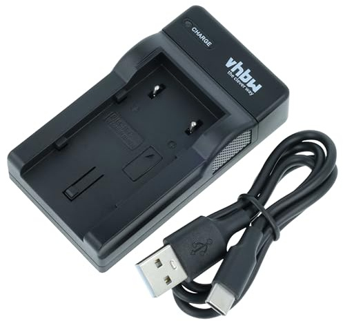 vhbw USB-C Charger compatible with JVC GZ-MG610, GZ-MG610SEU, GZ-MG575, GZ-MG530ex, GZ-MG555 Camera Battery + USB-C Cable, Charging Indicator