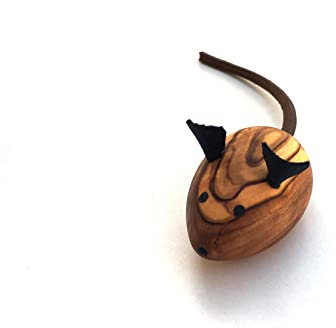Mouse generico per gatti e gatti, realizzato a mano in legno di ulivo e pelle.