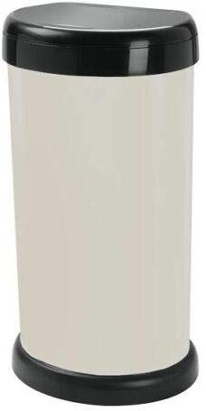 KetoPlastics 42L 42 litre KITCHEN BIN MODA TOUCH TOP LID, PLASTIC, STYLISH BIN WITH FLAT BACK (CREAM)