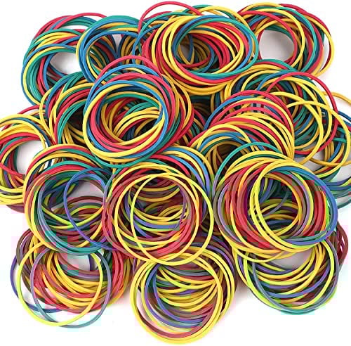 Elastic Rubber Bands 250pcs - Assorted Colours Yellow, Blue, Orange, Green and Red