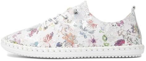 Lunar Exbury Soft Floral Leather Plimsoll 6 UK White