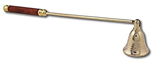 Exklusiver Global Kerzenlöscher aus Messing, mit Holzgriff, 28 cm lang, mit aufklappbarem Löschglocke