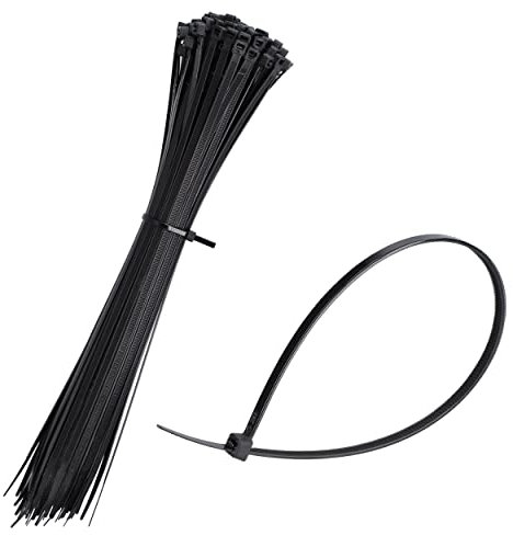 mumbi Kabelbinder schwarz 300mm x 3,6 mm UV-beständig Brandschutz UL 94 V2 Profi SET 100 Stück, 300mm X 3,6mm