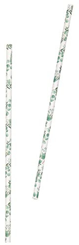 Unique 40938 Eco-Friendly Paper Straws-Botanical Spring Party-Pack of 10