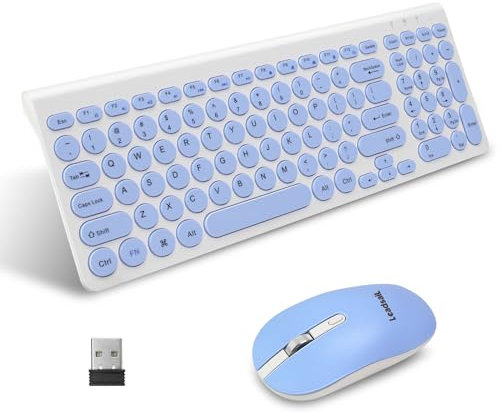 LeadsaiL KF29 Wireless Keyboard and Mouse Set, Wireless USB Mouse and Compact Computer Keyboards Combo, QWERTY UK Layout for HP/Lenovo Laptop and Mac-Blue