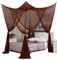 Mengersi Elegante Betthimmel-Vorhänge für Queen-Size-Bett, Betthimmel, Moskitonetz, geeignet für drinnen und draußen, 221 x 200,7 x 248,9 cm (empfohlen für King-Size-Bett), Kaffee)