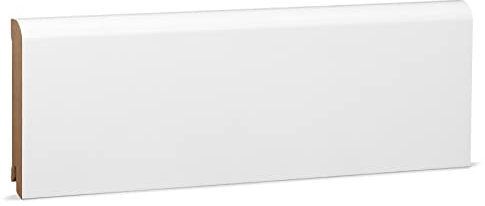 KGM Sockelleiste Oben Rund – Weiß folierte MDF Fußbodenleiste – Maße: 2400 x 18 x 100 mm – 1 Stück