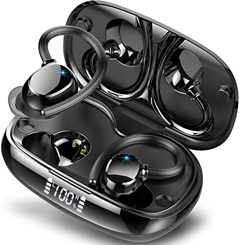 WUYI Cuffie Bluetooth Sport, Auricolari Bluetooth 5.3 con Bassi Icmmersivi, IP7 Impermeabile Cuffie Wireless con 4 Mic, 48 Ore di Riproduzione con Display LED, Controllo Touch, Ricarica Rápida USB-C