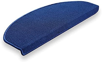 Brielle rutschfeste Stufenmatten 65x24 x3,5 cm - Selbstklebende Teppich Treppenstufen - Pflegeleichte Halbrunde Treppen-Teppich - Dunkelblau – Halbrund- 20 dp Trittschalldämmung - 15 Stück
