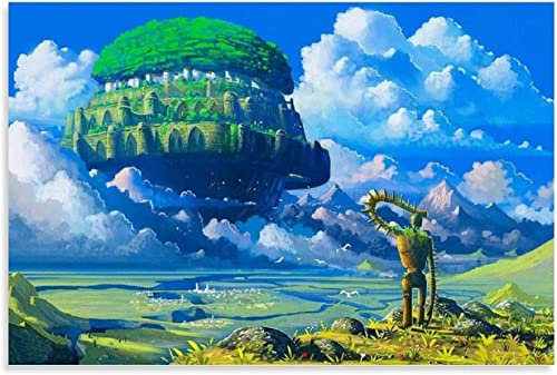 RuiChuangKeJi Wandkunst 50 x 70 cm, Rahmenlos, klassisches Anime-Poster, Laputa Castle in The Sky, Bilddruck, modernes Familienschlafzimmer, Dekorationsposter