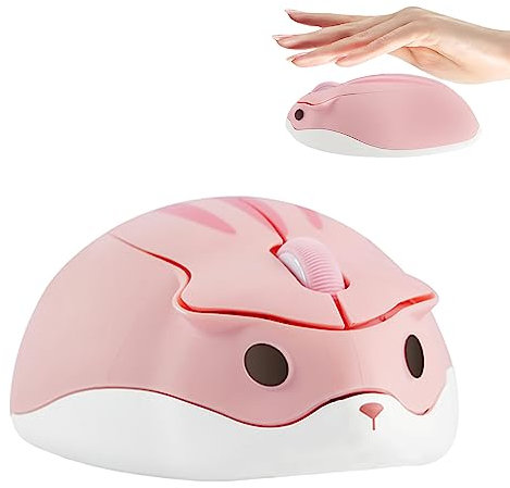 Hamster Souris sans Fil Silencieuse, Petite Souris Ordinateur Sans Fil Animale,1200DPI Souris pour enfant, Portable Mini Souris pour PC Ordinateur Portable pour Gaming Bureau École Voyage Cadeau Rose