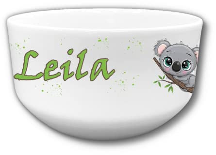 Bol enfant personnalisable – Ajoutez le prénom | Cadeau original | 720mL | Plusieurs motifs | Céramique (Koala)