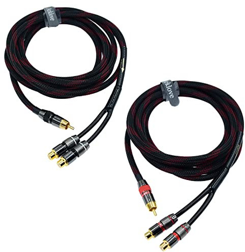 Arklove 7ft Shielded RCA Splitter Subwoofer Stereo Audio Video Cable 1 Male to 2 Female Dual Speaker Y Adapter Connector Extension Cord 24k Gold Plated(2 Pack)