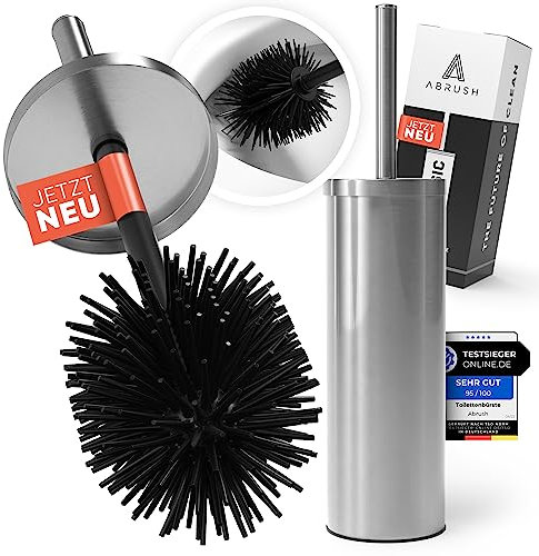 Abrush Klobürste Mit Geschlossenem Klobürstenhalter [Geruchsfrei & Hygienisch] Silikon Toilettenbürste Mit Softgummi-Kopf, Flexible WC Bürste