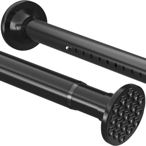 Teleskopstange ohne Bohren Gardinenstange Klemmen Vorhangstange für Schrank, Badezimmer, Fenster oder Türen Schwarz (205-260CM Φ32mm)