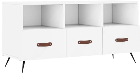vidaXL TV Schrank, Fernsehschrank mit 3 Schubladen, Fernsehtisch für Wohnzimmer, Lowboard Sideboard TV Ständer TV Gerät, Weiß Holzwerkstoff