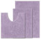 UHOUSEST Bath Mat Set of 3, Non Slip Chenille Bath Mat Set, Extra Soft With Water Absorbent Pedestal Bathmat and U Shape Bathroom Toilet Rug, Machine Washable, Purple