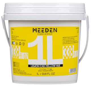 MEEDEN Gelb Acrylfarben 1L: Heavy Body Gloss Acryl Farbe für Leinwand Holz Wand Textile, Groß Acrylic Paint - Wasserfest & Ungiftig & Schnelltrocknend - Zitron-Cadmiumgelb