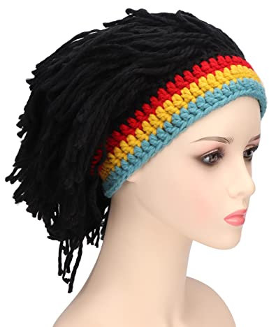 Topyond Gestrickte Lustige Perückenhüte, Halten Warm, Gestrickte Beanie-Mütze Mit Dreadlocks, Hüte, Herren, Winterkleidung Für Mnner, Weihnachten, Halloween mütze mit Haaren,Perücke Damen,Fun Beanie