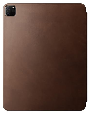 NOMAD Modern Leather Folio | für iPad Pro und Air | Robuste Echtlederhülle mit Rahmen aus Polycarbonat | Schutz durch TPE-Bumper | passend für iPad Pro 12.9 (6th Gen) und iPad Air 13 M2 (2024) | Brown
