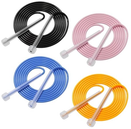 JYJLLM 4 cute pieces Adjustable Skipping rope adult for men, women and kids,speed jumping rope with non slip handle for Home Exercise,Body Fitness, Fat Burning, Boxing
